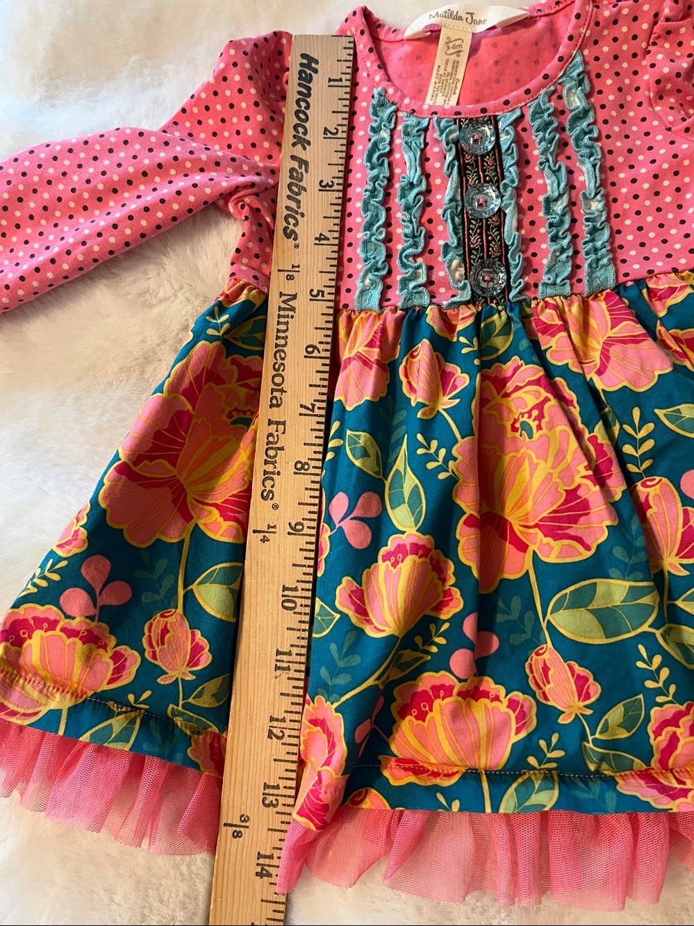 Matilda Jane Little Missy Polka Dot Floral Dress Size 3-6 M Once Upon a Time - Picture 8 of 9